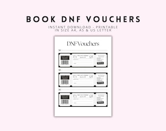 Book DNF Vouchers Printable | Funny Reading Tracker Insert | Booktok Reading Journal Pages | GoodNotes Digital Download