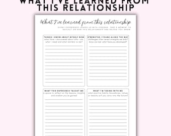 Was ich aus diesem Beziehungsarbeitsblatt gelernt habe | Bruch-Wiederherstellung Printable | Selbstreflexion Journal Seite | Heilung & persönliches Wachstum