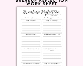 Breakup Reflection Arbeitsblatt zum Ausdrucken | Trauma-Recovery | Heilung nach Herzschmerz | Beziehungs Reflection Journal