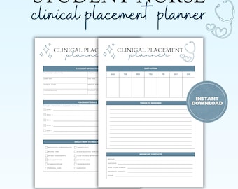 Clinical Placement Planner for Student Nurses | Nursing Placement Organiser | Nursing School Printable | Student Nurse Planner