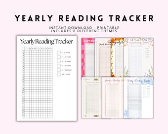 Yearly Reading Tracker Printable | Book Log Journal Insert (Digital Download)