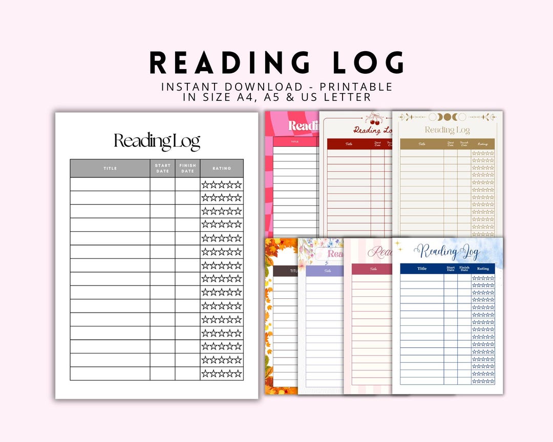 Reading Log Printable Bundle | Book Reading Tracker | Reading Journal ...