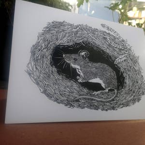 Geïllustreerde wenskaart - 'De houtmuis'