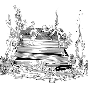 CARTE POSTALE - Escargots sur les livres de sorts