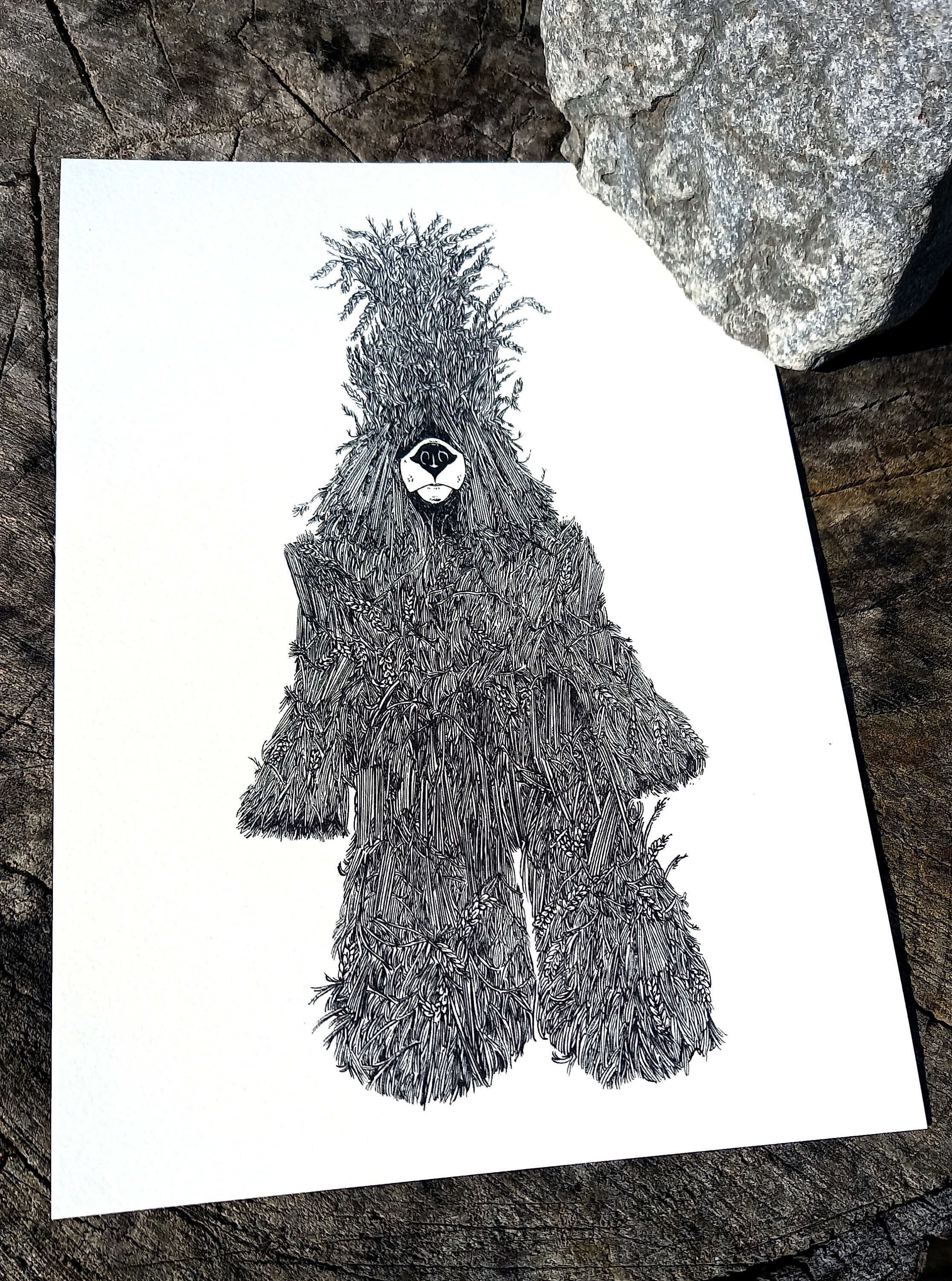 Folk Costume Animal 2 : Straw Bear Bear - A5 PRINT