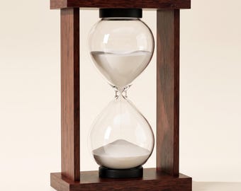 Minimalistische Sanduhr aus Holz, Rahmen aus dunklem Walnussholz, 30-Minuten-Sanddekor (Mittel/Groß)