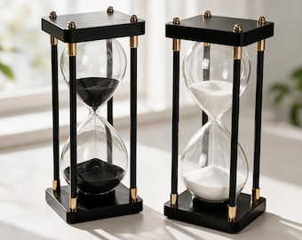 Vintage-Sanduhr aus Holz, schwarzer oder weißer Sand, 15–60 Minuten, Schreibtischdekoration