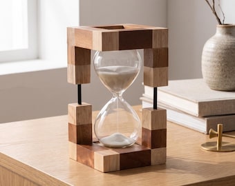 Sanduhr aus Holz, Patchwork-Schreibtischdeko, 30-Minuten-Lernuhr