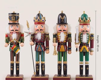 Nussknacker-Soldat-Figur aus Holz, festliche Weihnachtsmanteldekoration, Feiertagstischregaldekoration