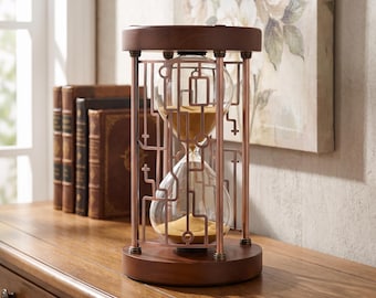 Vintage Sanduhr aus Holz, 30/60 Minuten, Schreibtischdekoration