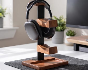 Controller Ständer aus Holz, Kopfhörer Halter, Gamer Schreibtisch Organizer aus Metall