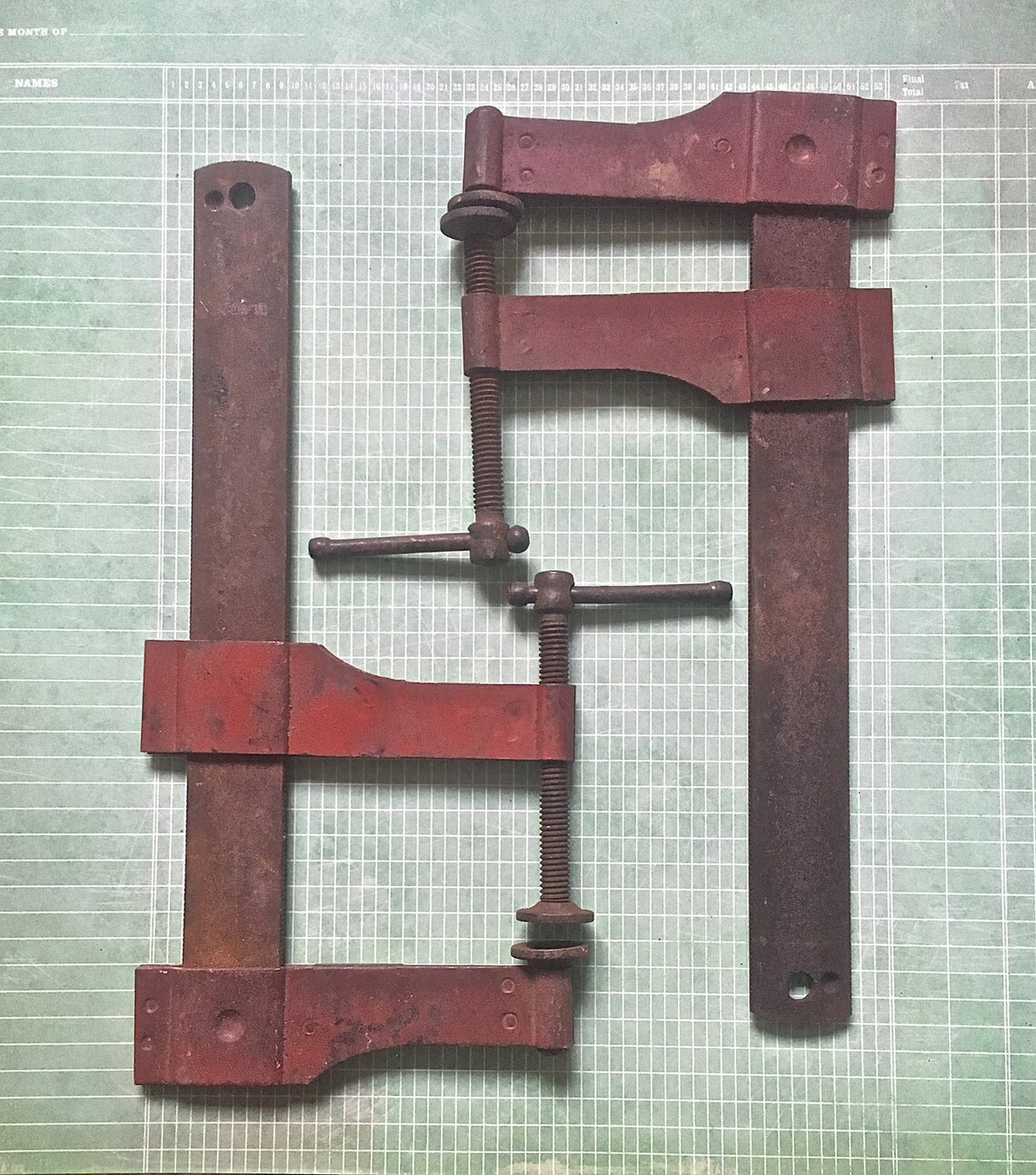 Vintage Bar Clamps Red Flat Clamps Industrial Tool Garage Etsy