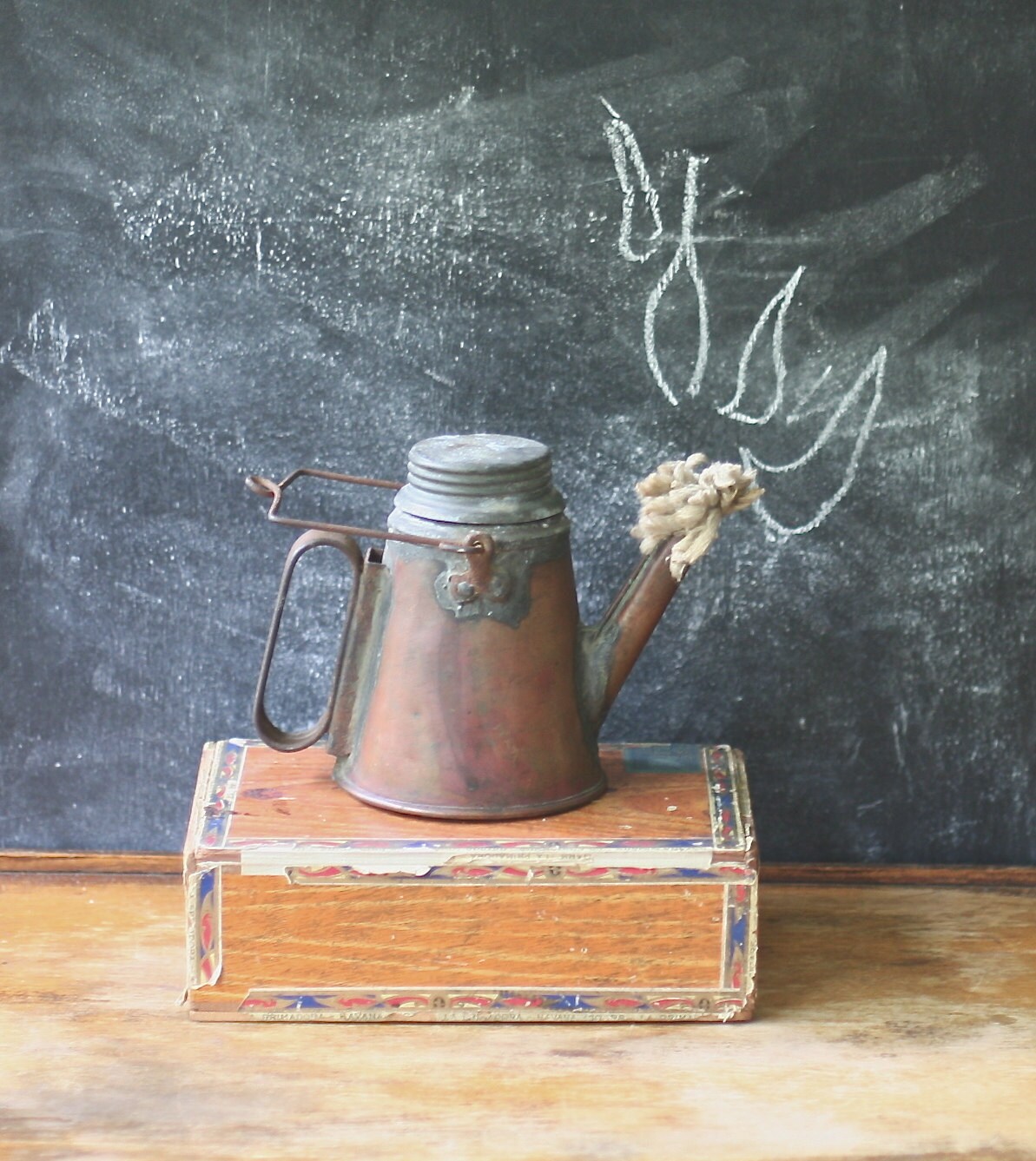 Antique Miners Oil Wick Teapot Lamp Copper And Zinc Hand Held Etsy