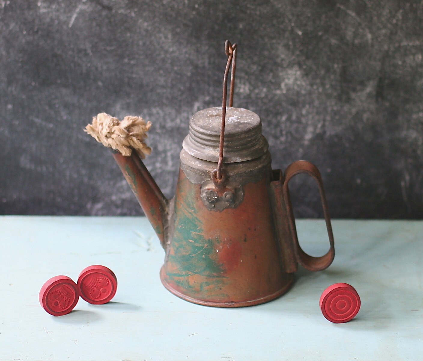 Antique Miners Oil Wick Teapot Lamp Copper And Zinc Hand Held Etsy