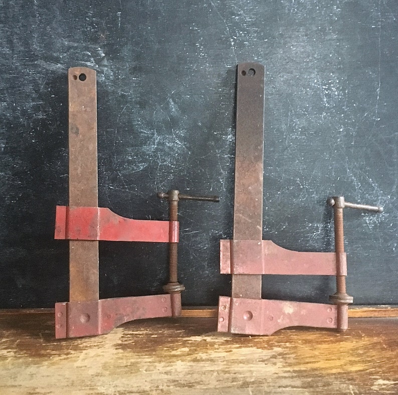 Vintage Bar Clamps Red Flat Clamps Industrial Tool Garage Etsy