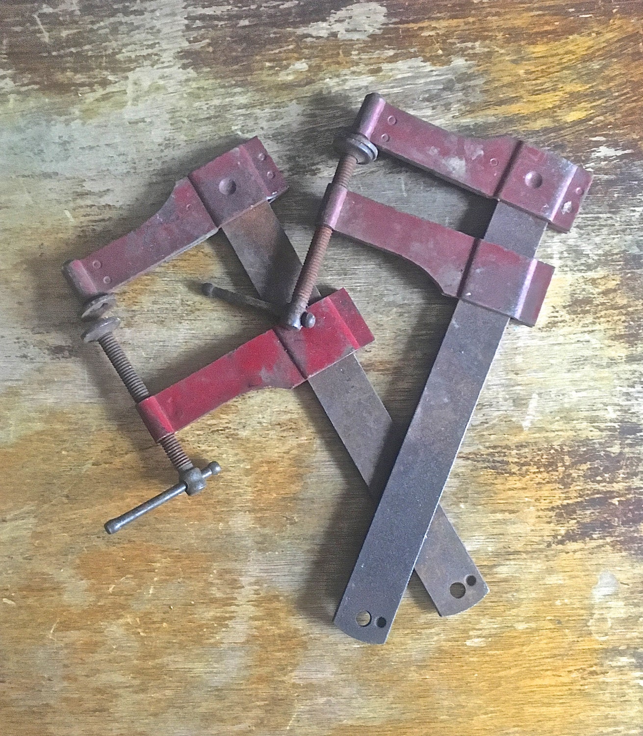 Vintage Bar Clamps Red Flat Clamps Industrial Tool Garage Etsy