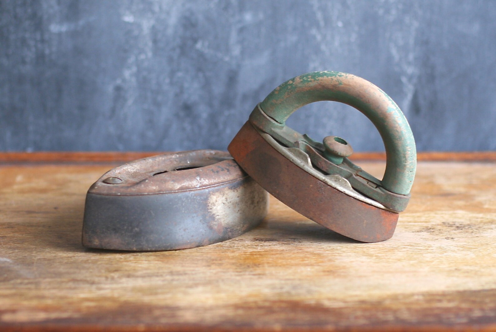 Antique Sad Iron Detachable Wooden Handle Two Irons One Handle Etsy