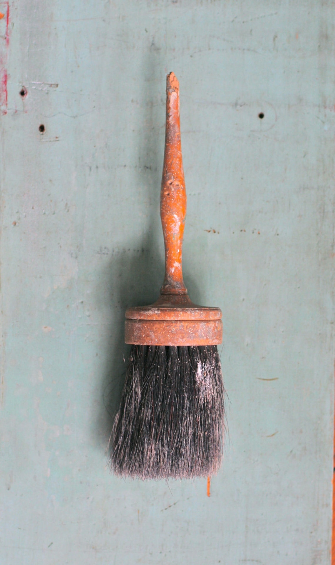 Reserved For Melissa Antique Paint Brush Round Wood Horse Hair Etsy