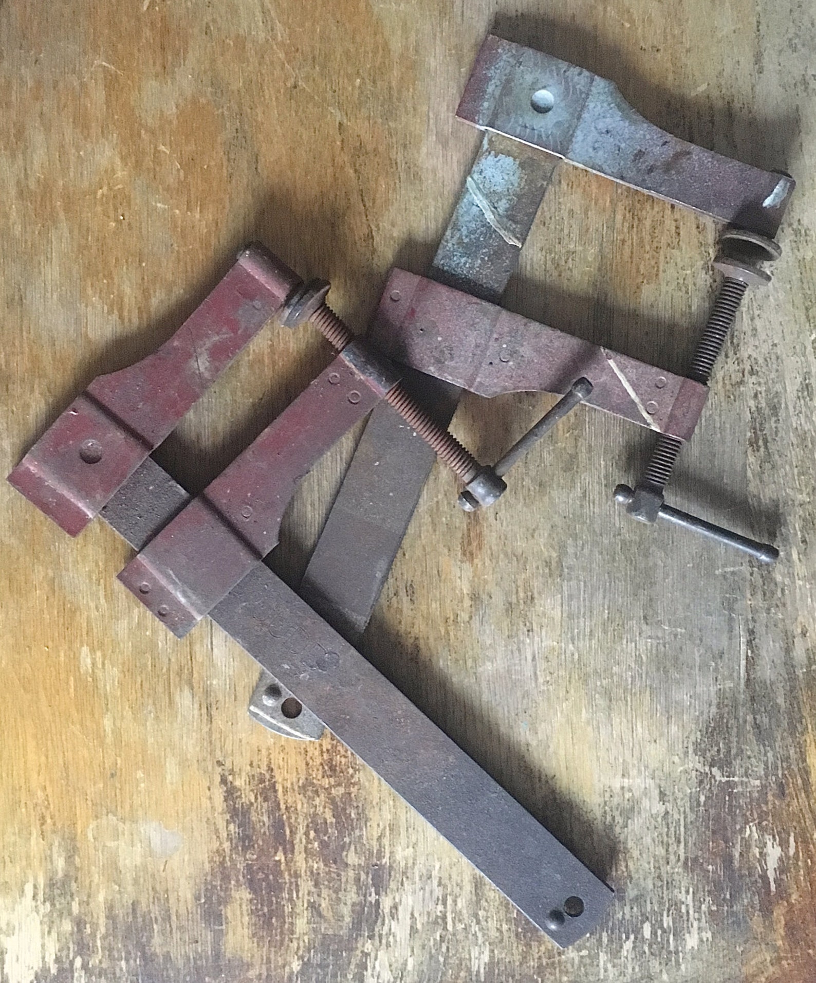 Vintage Bar Clamps Red Flat Clamps Industrial Tool Garage Etsy