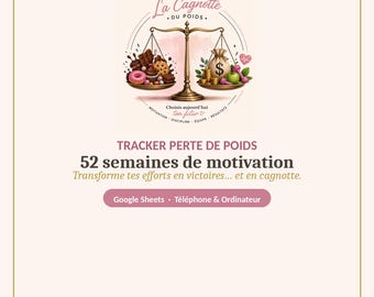 Cagnotte du Poids | Challenge Perte de Poids 52 Semaines | Tracker Minceur PDF | Suivi Fitness & Habitudes | Motivation Bien-être