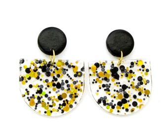 Big acryl colorful sparkle dangle earrings, long summer Statment earstuds