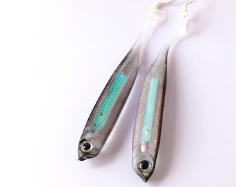 Fish earring on sterling silver hooks