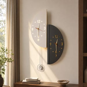 Double Sided Corner Wall Clock, Dual Time Zone Silent Clock, Modern Acrylic Corner Clock, Living Room, Office Restaurant Decor