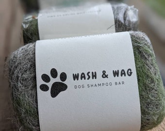 Wash & Wag - dog shampoo bar - felted shampoo