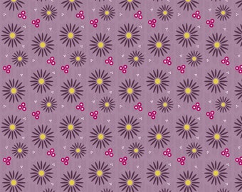 Flower burst purple / Blossom by Melanie Vincent / patchwork quilting fabric / deep purple flowers / vibrant pink flowers / half a metre