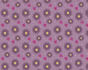 Flower burst purple / Blossom by Melanie Vincent / patchwork quilting fabric / deep purple flowers / vibrant pink flowers / half a metre