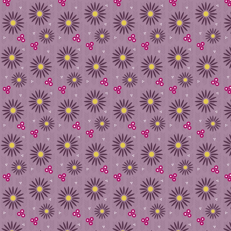 Flower burst purple / Blossom by Melanie Vincent / patchwork quilting fabric / deep purple flowers / vibrant pink flowers / half a metre image 1