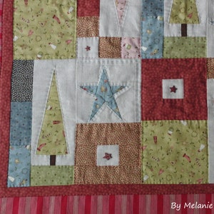 Folksy Christmas Quilt patchwork quilt DOWNLOAD PDF PATTERN image 3