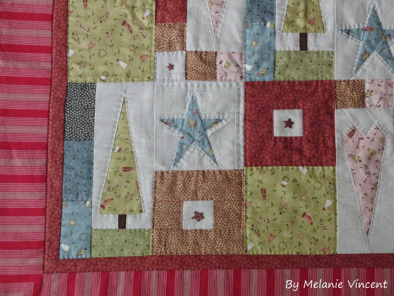 Folksy Christmas Quilt patchwork quilt DOWNLOAD PDF PATTERN image 3