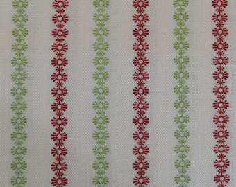 Festive stripes red and green / Makower / Patchwork quilting fabric