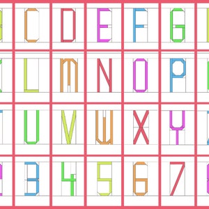 Alphabet Foundation Paper Piecing / lowercase uppercase numbers / paper piecing pattern templates / PDF image 1