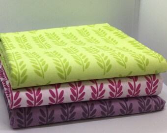 Flower stems / Blossom by Melanie Vincent / patchwork quilting fabric / vibrant pink / lime green / deep purple / stems / half a metre