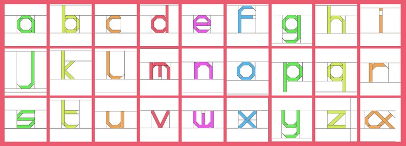 Alphabet Foundation Paper Piecing / lowercase uppercase numbers / paper piecing pattern templates / PDF image 2