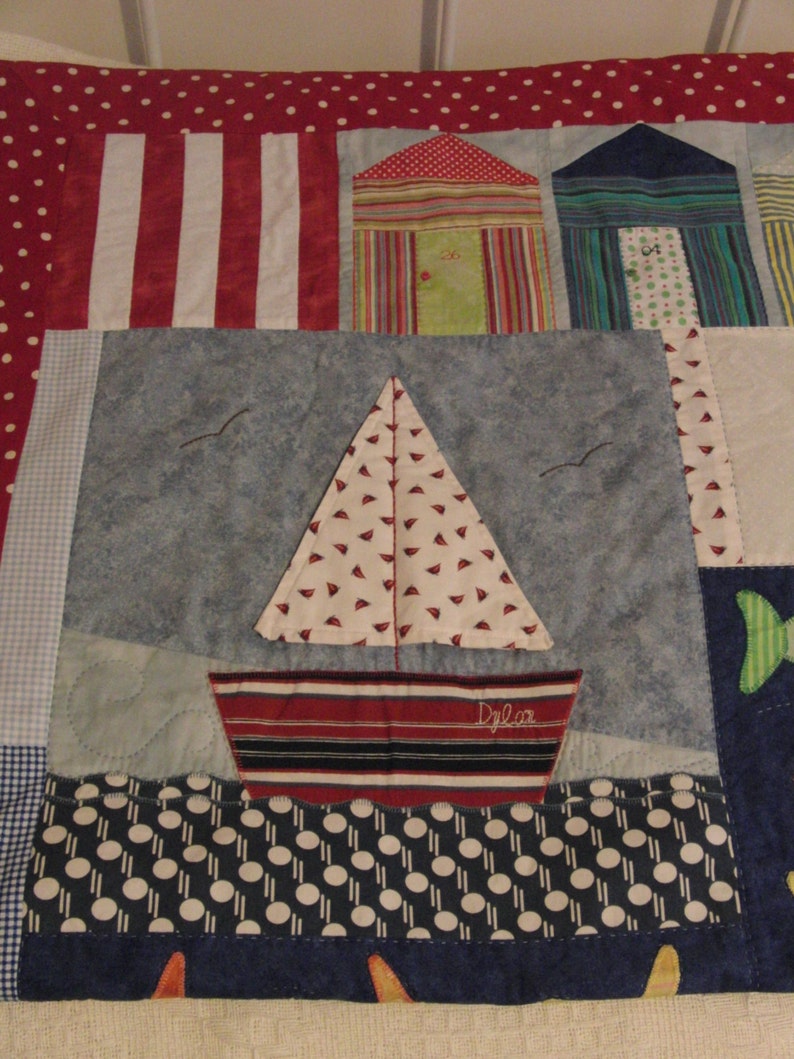 Nautical quilt / Nautical patchwork and applique quilt for Etsy