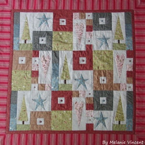 Folksy Christmas Quilt patchwork quilt DOWNLOAD PDF PATTERN image 1