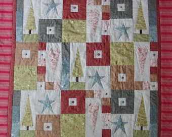 Folksy Christmas Quilt patchwork quilt DOWNLOAD PDF PATTERN