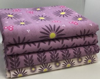 Blossom by Melanie Vincent / fat quarter bundle / patchwork quilting fabric / deep purple / petals floral flowers flower burst