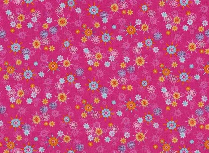 SALE / Flower sunburst / Abstract pink / Makower owls / patchwork quilting / fat quarter image 1