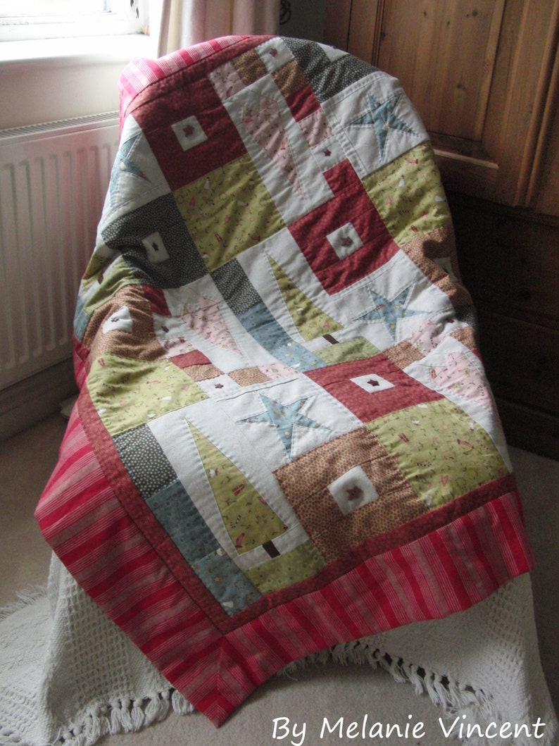 Folksy Christmas Quilt Patchwork Quilt DOWNLOAD PDF PATTERN - Etsy