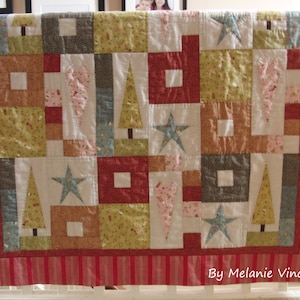 Folksy Christmas Quilt patchwork quilt DOWNLOAD PDF PATTERN image 2