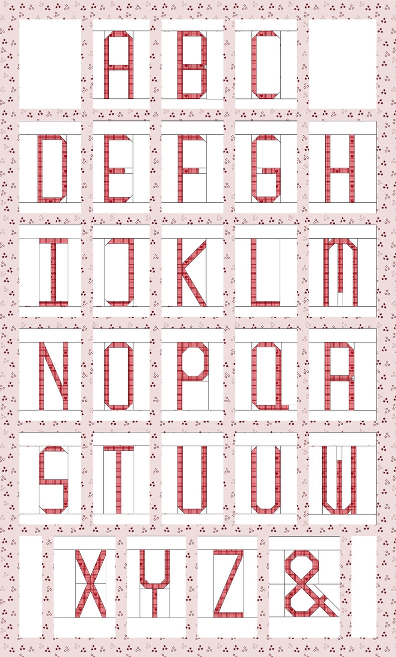 Alphabet Foundation Paper Piecing / lowercase uppercase numbers / paper piecing pattern templates / PDF image 7