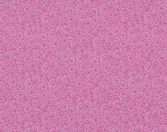 Curly lines / Curly scroll pink / Makower owls / patchwork quilting / fat quarter