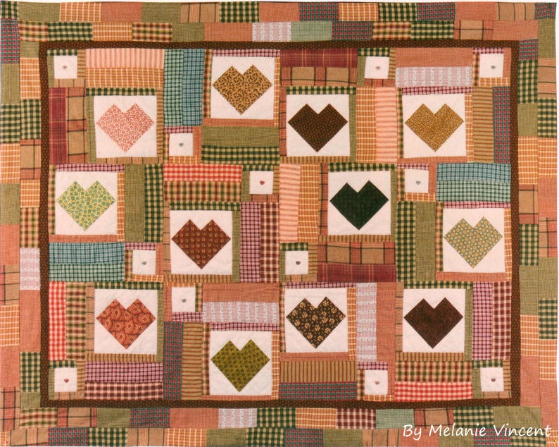 Hearts with Secret Pocket patchwork quilt DOWNLOAD PDF PATTERN image 5