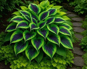 200+ Green Purple Variegated Hosta Seeds | Rare Shade Perennial Plants