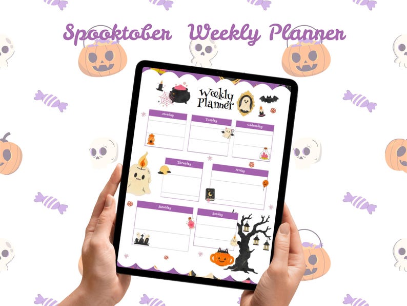Halloween-Wochenplaner zum Ausdrucken, süßer Gruselplaner