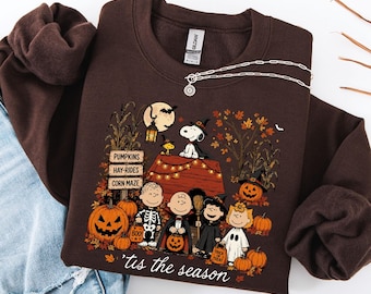 Vintage Halloween Cartoon Friends Sweatshirt, Pumpkin Patch Crewneck, Spooky Season Shirt